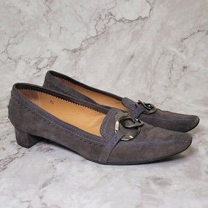 Tods chunky heel gray suede shoe size 7.5